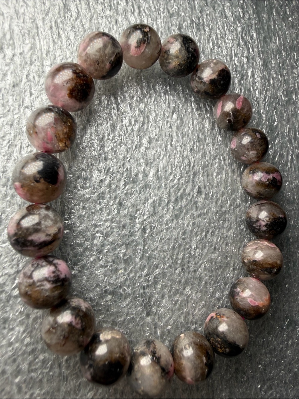 Beautiful 9MM Icy Rhodonite Natural Crystal Bracelet